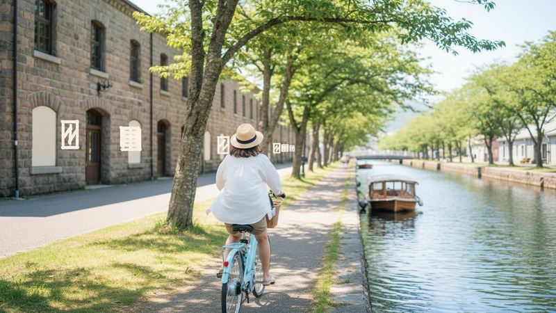 Cycling route and hills in Otaru