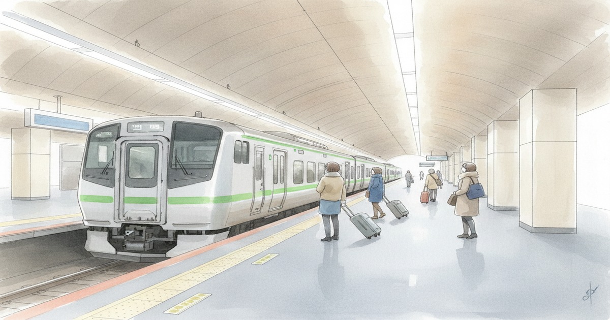 JR Rapid Airport train at the underground platform of New Chitose Airport Station