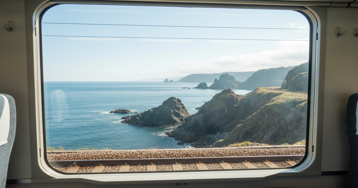 Ishikari Bay seen from the coastal railway section