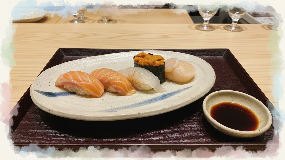 Sushi lunch set in Otaru