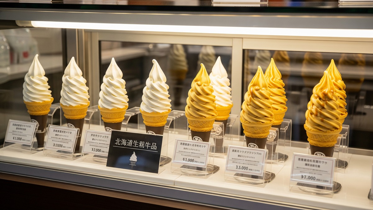 Hokkaido dairy-style soft serve display