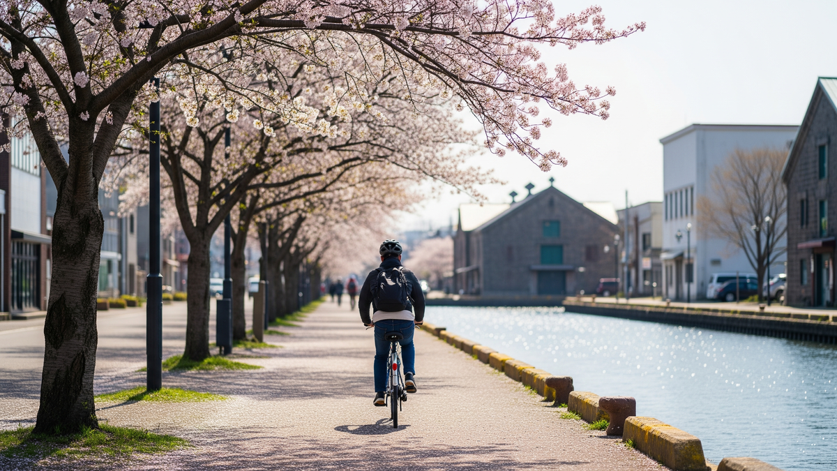 Cycling route after a seafood breakfast in Otaru