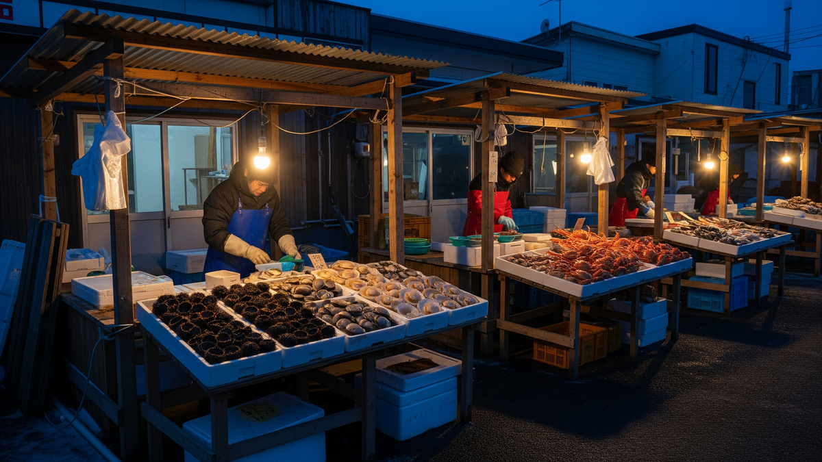 Port-side morning market in Otaru